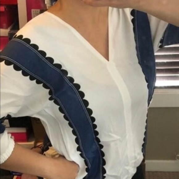 Striped V-Neck Blouson Top - Picture 3 of 10